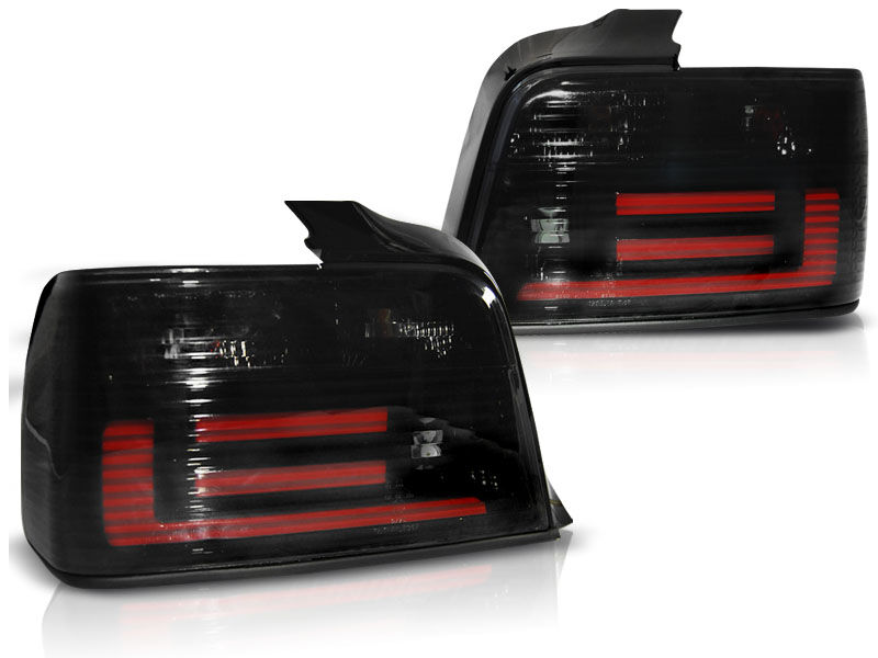 LED BAR TAIL LIGHTS SMOKE Fits BMW E36 12 90 08 99 SEDAN In Taillights