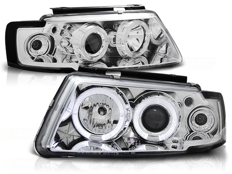 HEADLIGHTS ANGEL EYES CHROME Fits VW PASSAT B5 3B 11 96 08 00 In