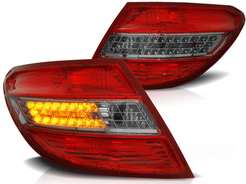 RED SMOKE LED TAILLIGTHS FOR MERCEDES C CLASS W204 SEDAN 07 10 In