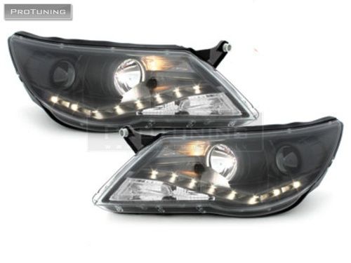 Headlights for VW Tiguan 5N 07-11 daytime running lights black