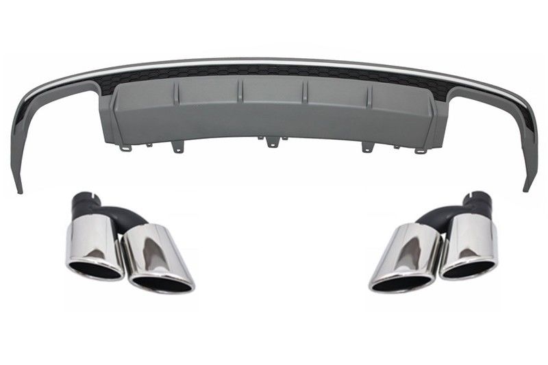 S6 conversion kit rear bumper diffuser + exhaust tips for Audi A6 C7 4G  15-18 Facelift in Tailpipes / Tips and covers - buy best tuning parts in   store