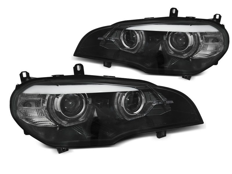 XENON HEADLIGHTS ANGEL EYES LED DRL BLACK fits BMW X5 E70 07-10 in
