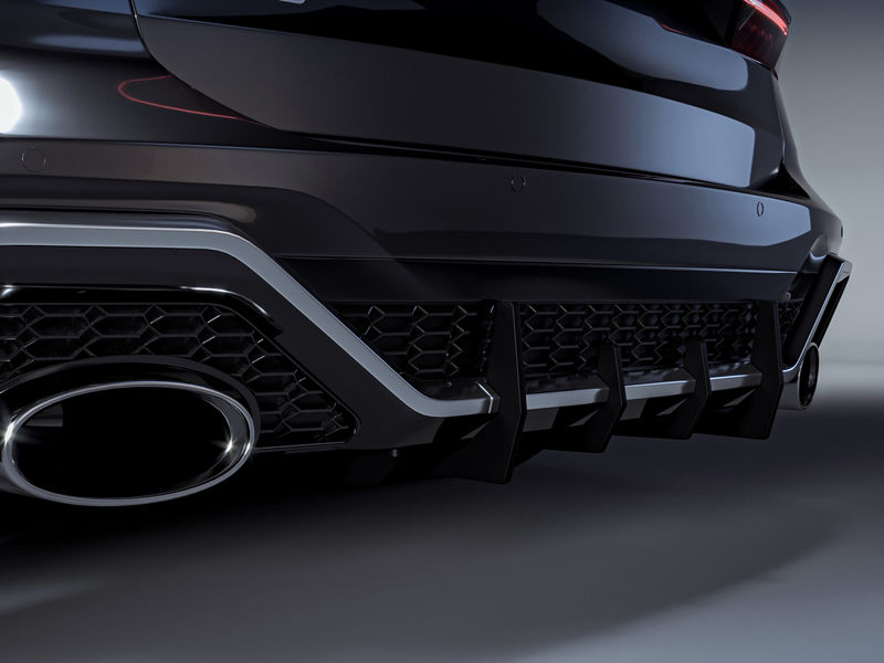 Performance Rear Bumper Diffuser Addon With Ribs   Fins For Audi Rs6 C8 