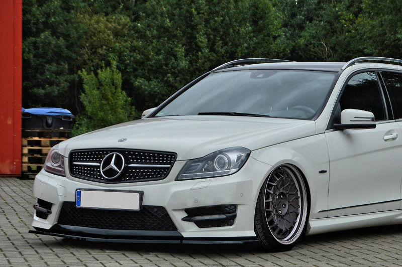 B Style Gloss Black Front Bumper Lip For 2008-2014 Mercedes C-Class W204 Base