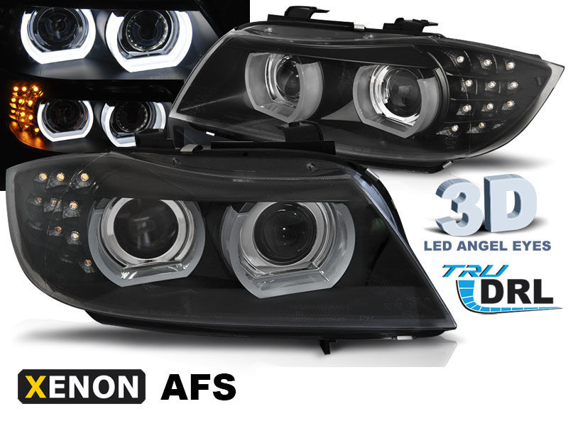 3D LED ANGEL EYES BLACK HEADLIGHTS DRL XENON For BMW E90 E91 08-11 LCI with  AFS in Headlights - buy best tuning parts in  store