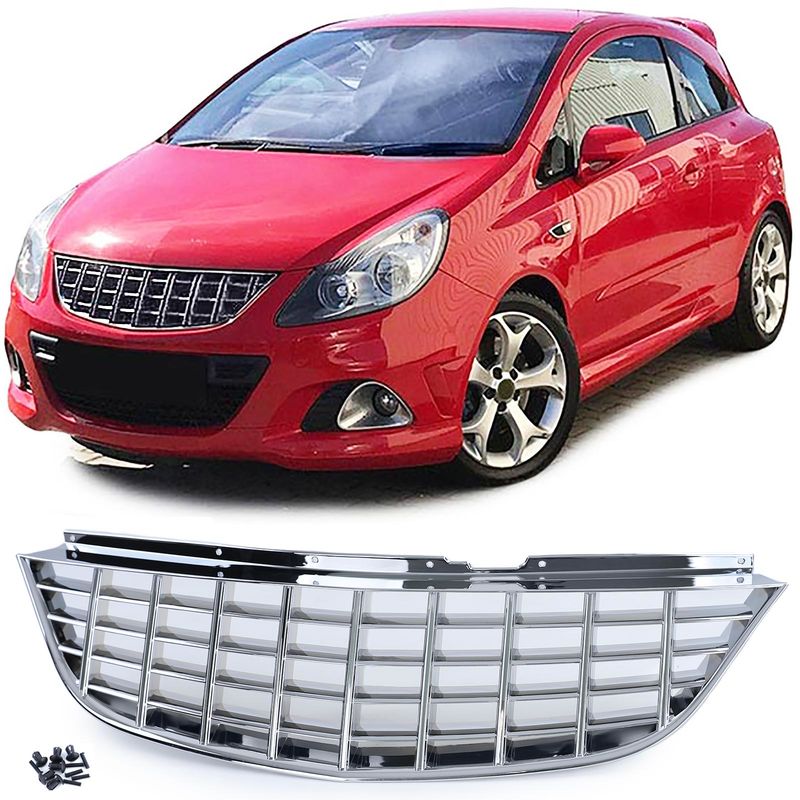 Front Chrome badgelles grill for Opel / Vauxhall Corsa D 06-11 Prefacelift  in Grills - buy best tuning parts in  store
