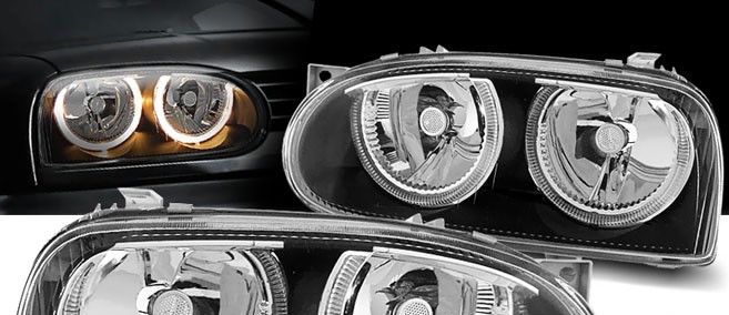 Upgrade Design Angel Eyes Scheinwerfer für VW Golf 3 91-97 chrom