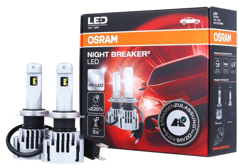 OSRAM Night Breaker LED H7 Bulbs (2 pcs.) Next Generation +220