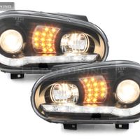 Headlights set daylight LED daytime running light VW Golf 4 97-03 chrome  4052078447405