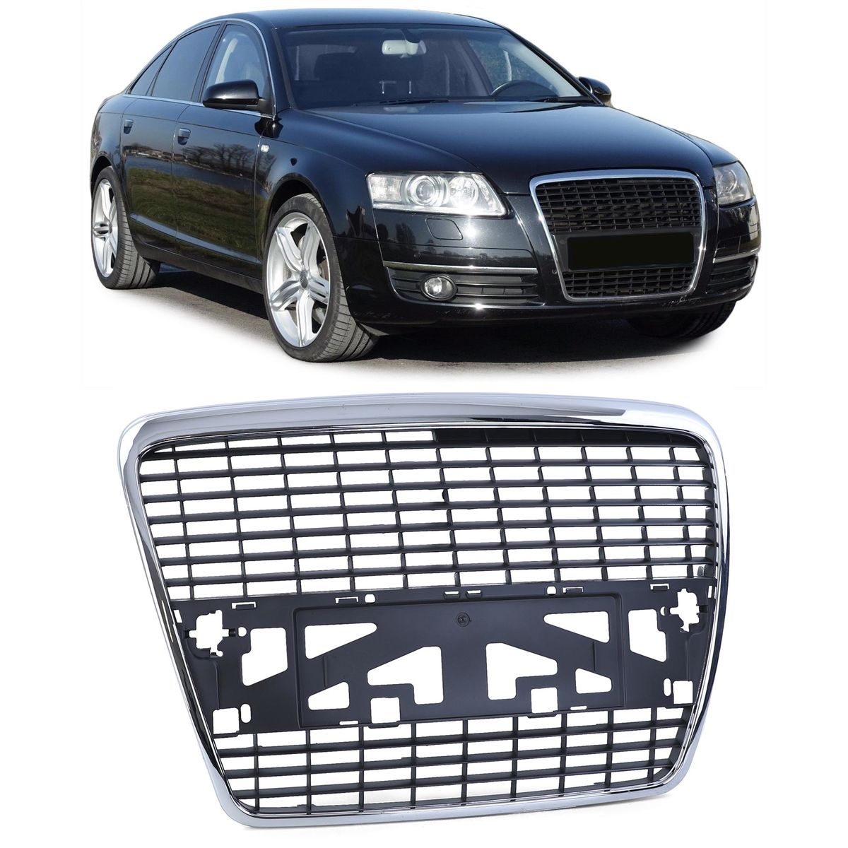 S6 S Line Black Chrome Fornt Badgeless Grill For Audi A6 4f C6 04 08 In Grills Buy Best