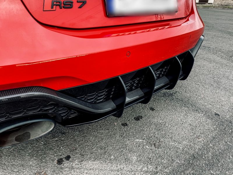 Performance Rear Bumper diffuser addon with ribs / fins For Audi RS7 C8 ...