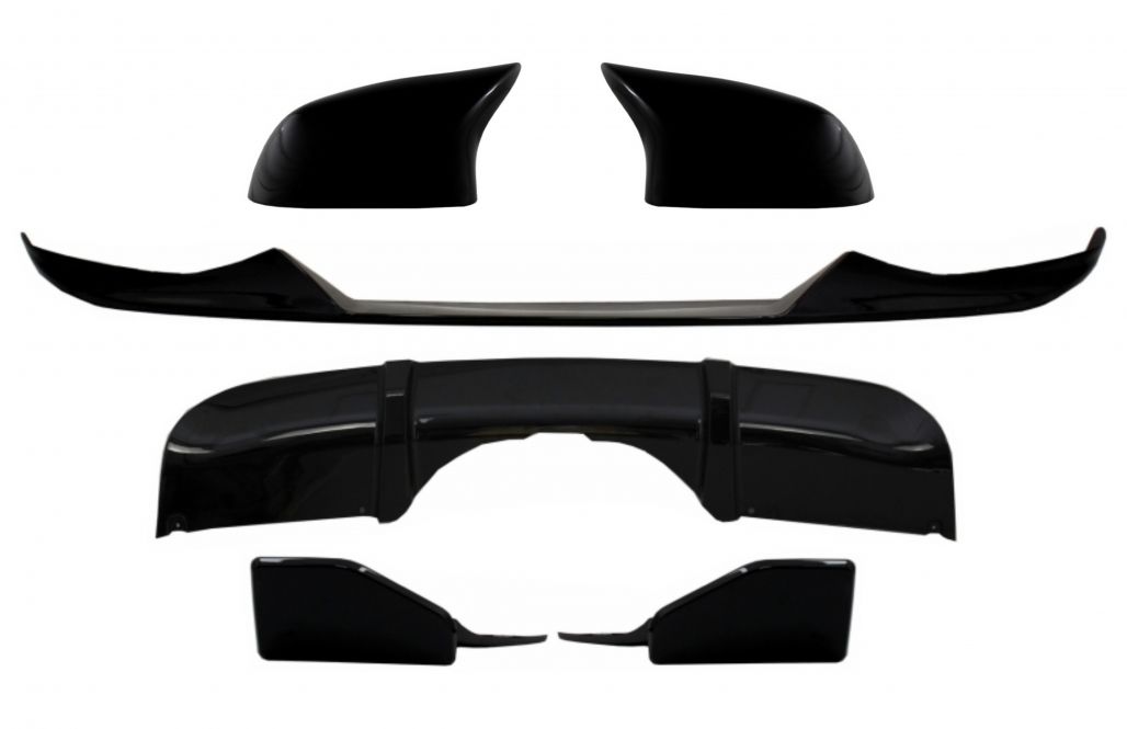 Performance Black Gloss BodyKit Bumper Spoiler + Diffuser + Mirrors For