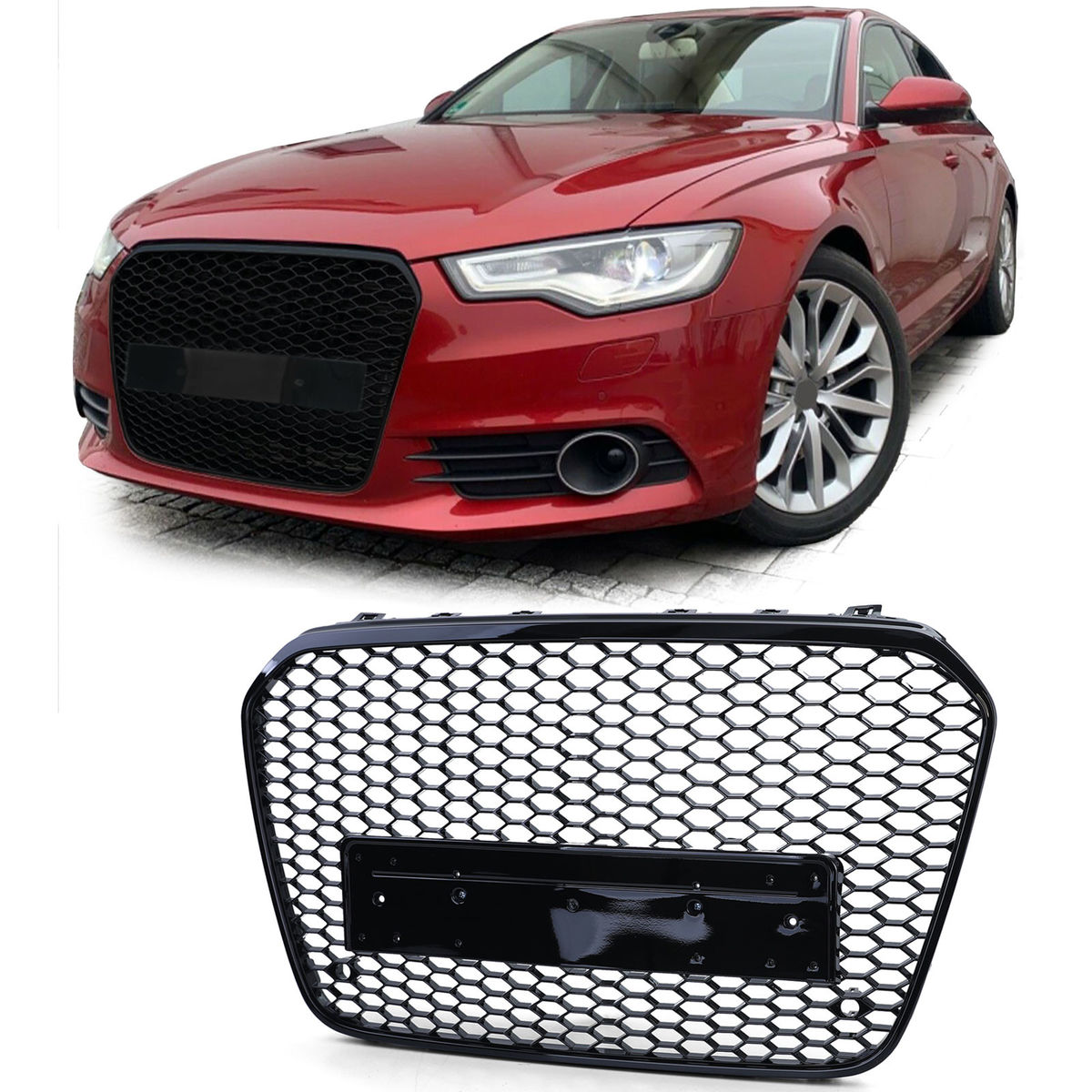 RS6 Honey comb Front Grill for Audi A6 / S6 4G 10-14 BLACK GLOSS in ...