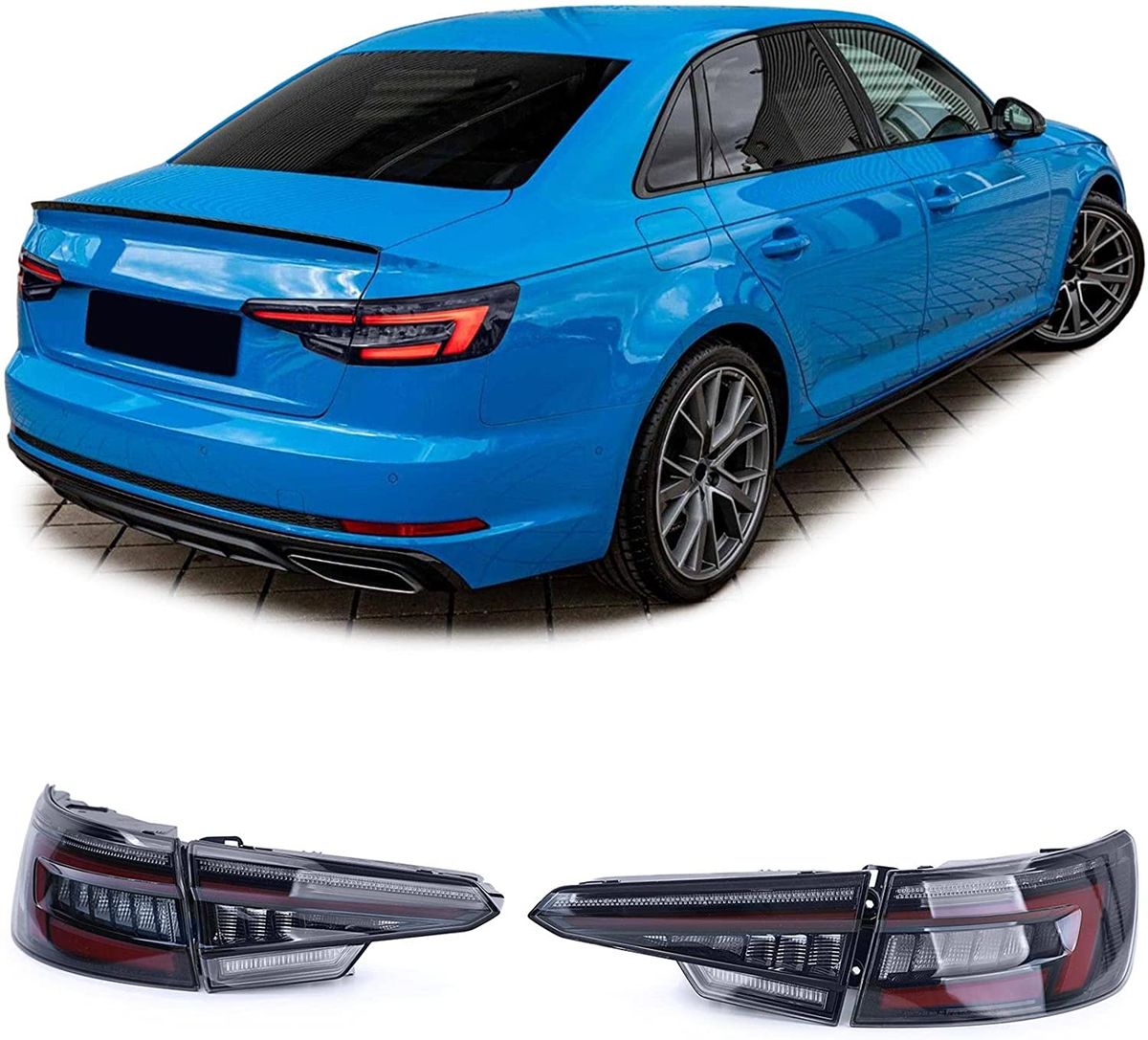 Genuine Blackline Smoked LED Taillights set For Audi A4 S4 B9 16-19 in Taillights - buy best tuning parts store