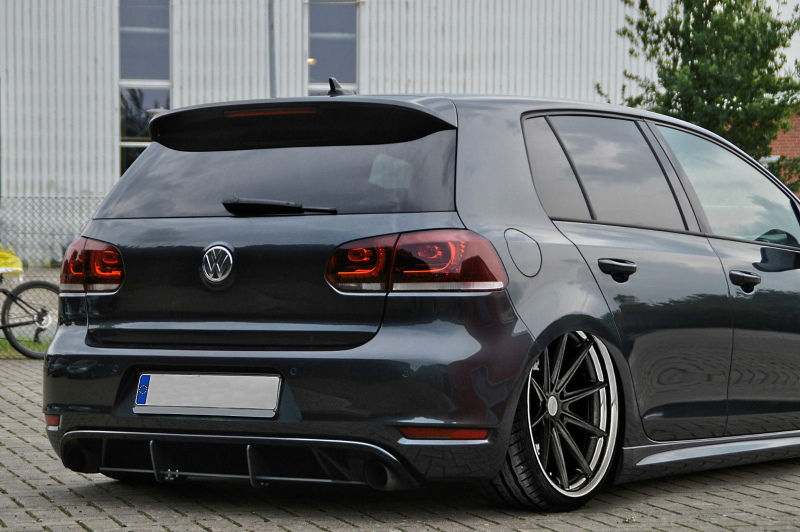 Performance Rear Bumper diffuser addon with ribs fins For VW Golf 6 GTI ...