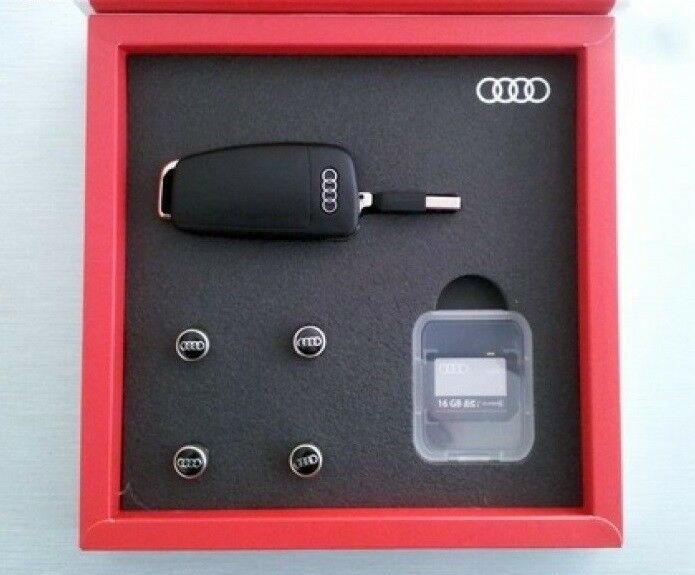 NEW GENUINE AUDI GIFT BOX 8GB USB STICK ALUMINUM VALVE CAPS 16GB CARD