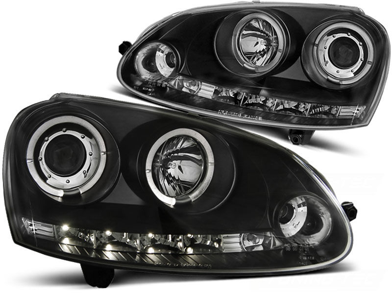 HEADLIGHTS ANGEL EYES BLACK fits VW GOLF 5 10.03-09 in Headlights - buy ...