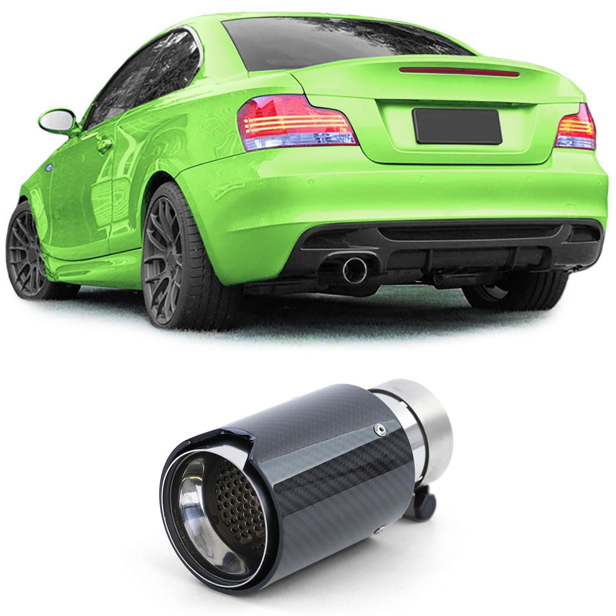 Carbon Black Performance Exhaust Muffler Tip 93mm x 181mm for BMW 1er ...