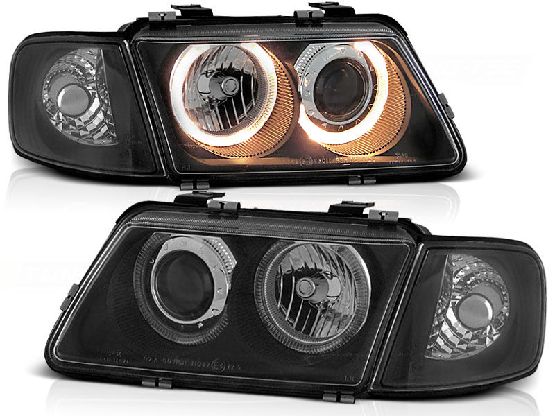 FK Set LED DRL Headlights Angel Eyes Halo Audi A3 8L 96-00 black S3 LHD