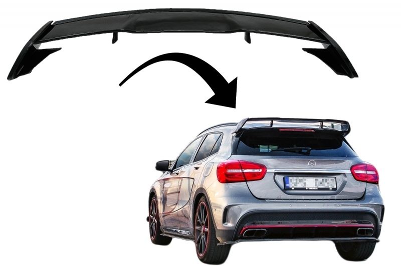 Spoiler Posteriore A Pinna Per Mercedes GLA X156 (2013-2019), Kit 2 Pezzi In ABS Lucido Nero