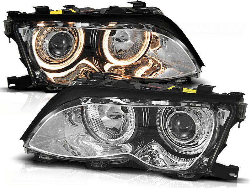 ANGEL EYES Chrome HEADLIGHTS For BMW E46 01-05 LCI Saloon Touring in ...