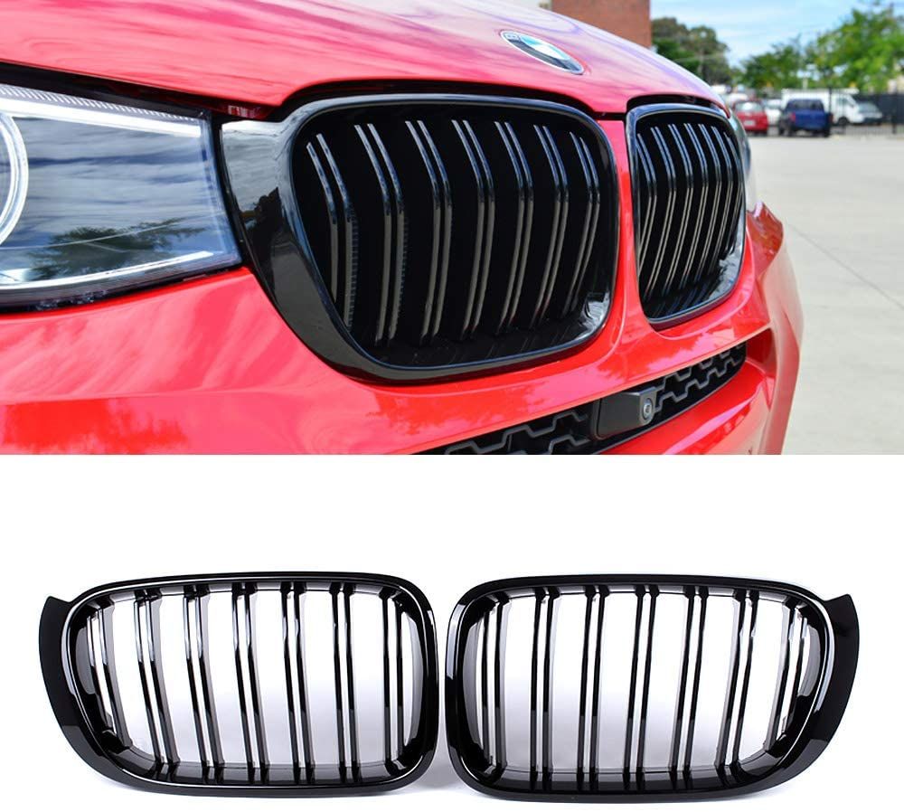 Black Gloss Front Grill M style with double strip For BMW X4 F26 14-18 ...