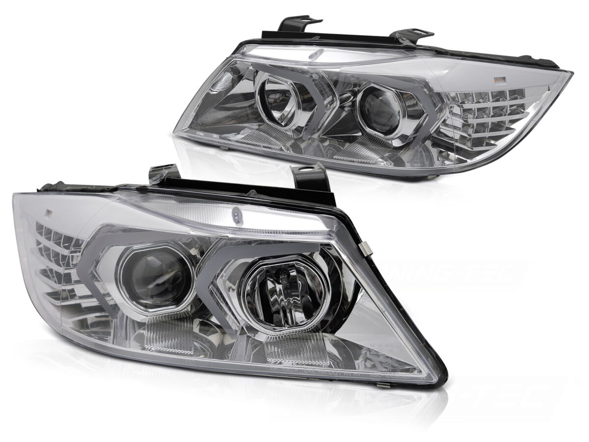 FK Pair LED DRL XENON 3D Headlights BMW 3-series E90 E91 05-8 Chrome LHD main image 0