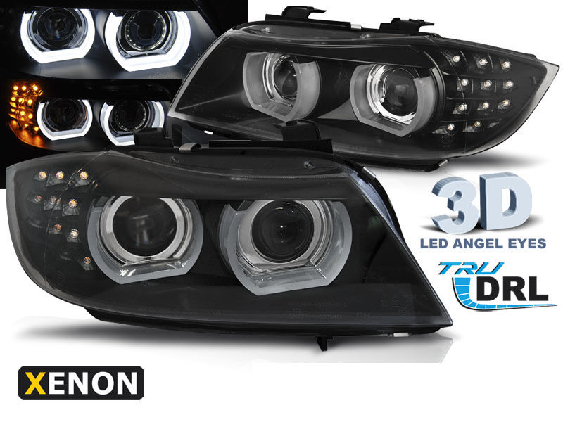 Angel eyes pack with LEDs for BMW 3 Series (E90 - E91) Phase 2 (LCI) - With  original xenon - MTEC V3.0