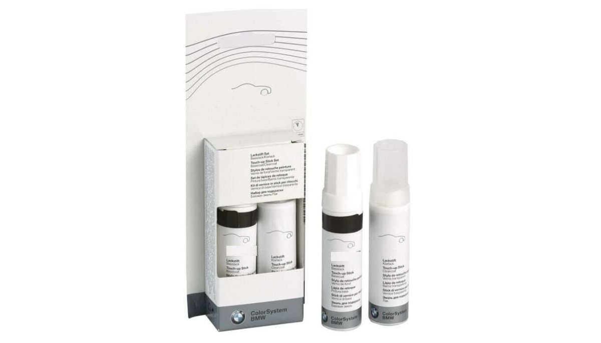 NEW GENUINE BMW TOUCH UP PAINT STICK SET A96 MINERAL WHITE METALLIC