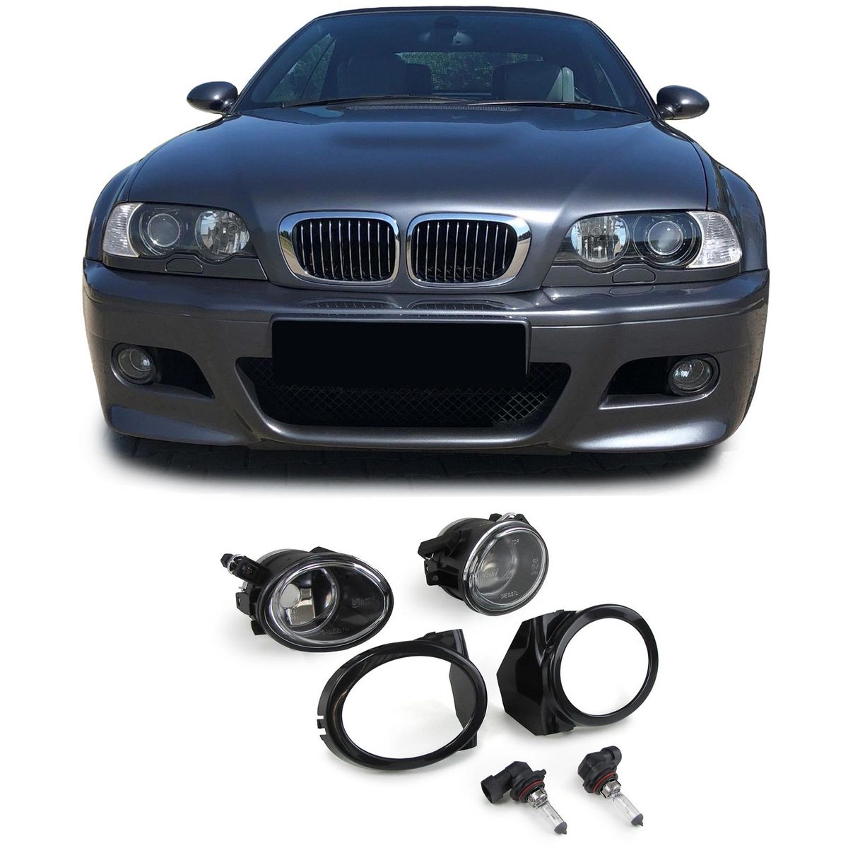 Fog lights set with covers and BULBS For BMW E46 M-Spor/ M3 Front ...