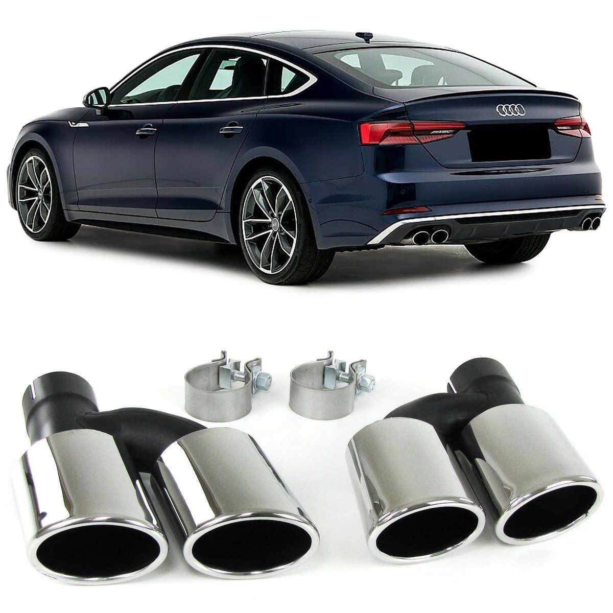Exhaust muffler Tips for Audi A5 B8 / B9 in Tailpipes / Tips and covers