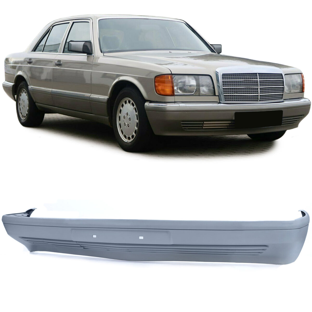 Euro Front bumper with tow hitch cover For Mercedes W126 Saloon 1979 ...