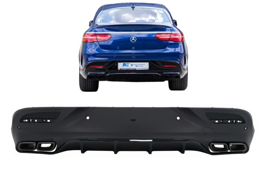 Black GLE63 Look Rear Diffuser With Exhaust Tips For Mercedes GLE W167 2020+ (AMG Package)