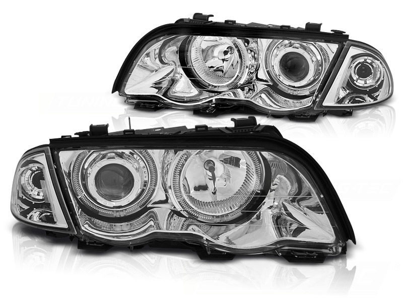 HEADLIGHTS ANGEL EYES LED CHROME fits BMW E46 05.98-08.01 S/T in ...