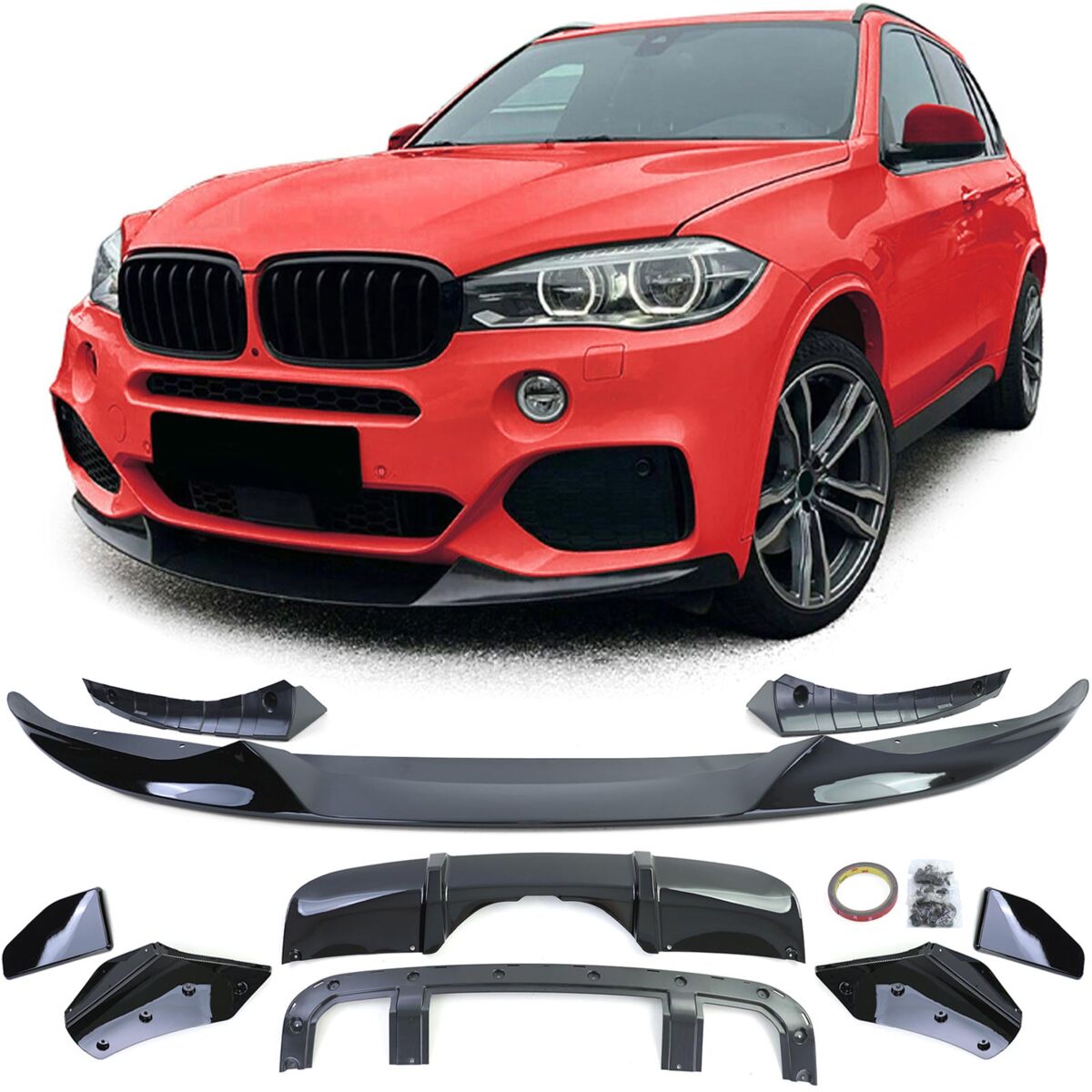 Performance Black Gloss BodyKit Front Bumper Spoiler + Diffuser addon ...