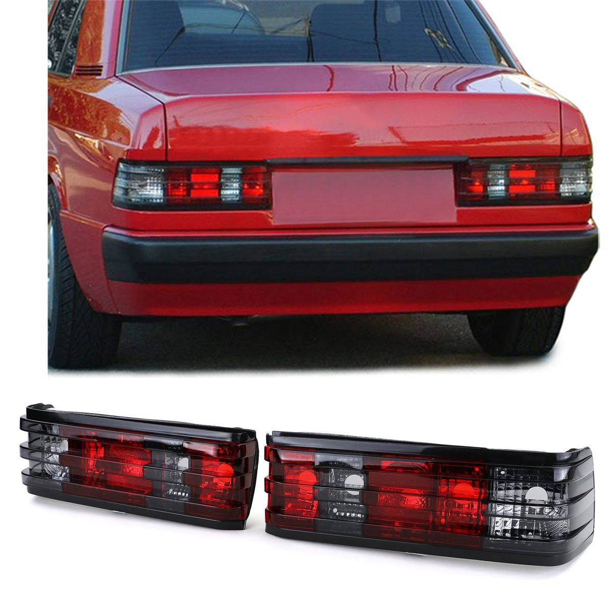 Red Smoked Taillights set For Mercedes 190E W201 8293 in Фонари buy