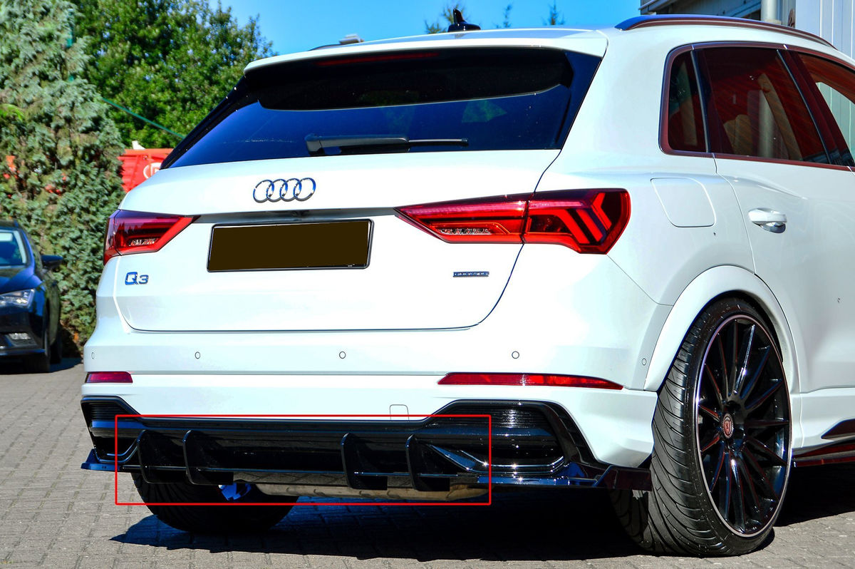 Performance Rear Bumper diffuser addon with ribs / fins For Audi Q3 F3 ...