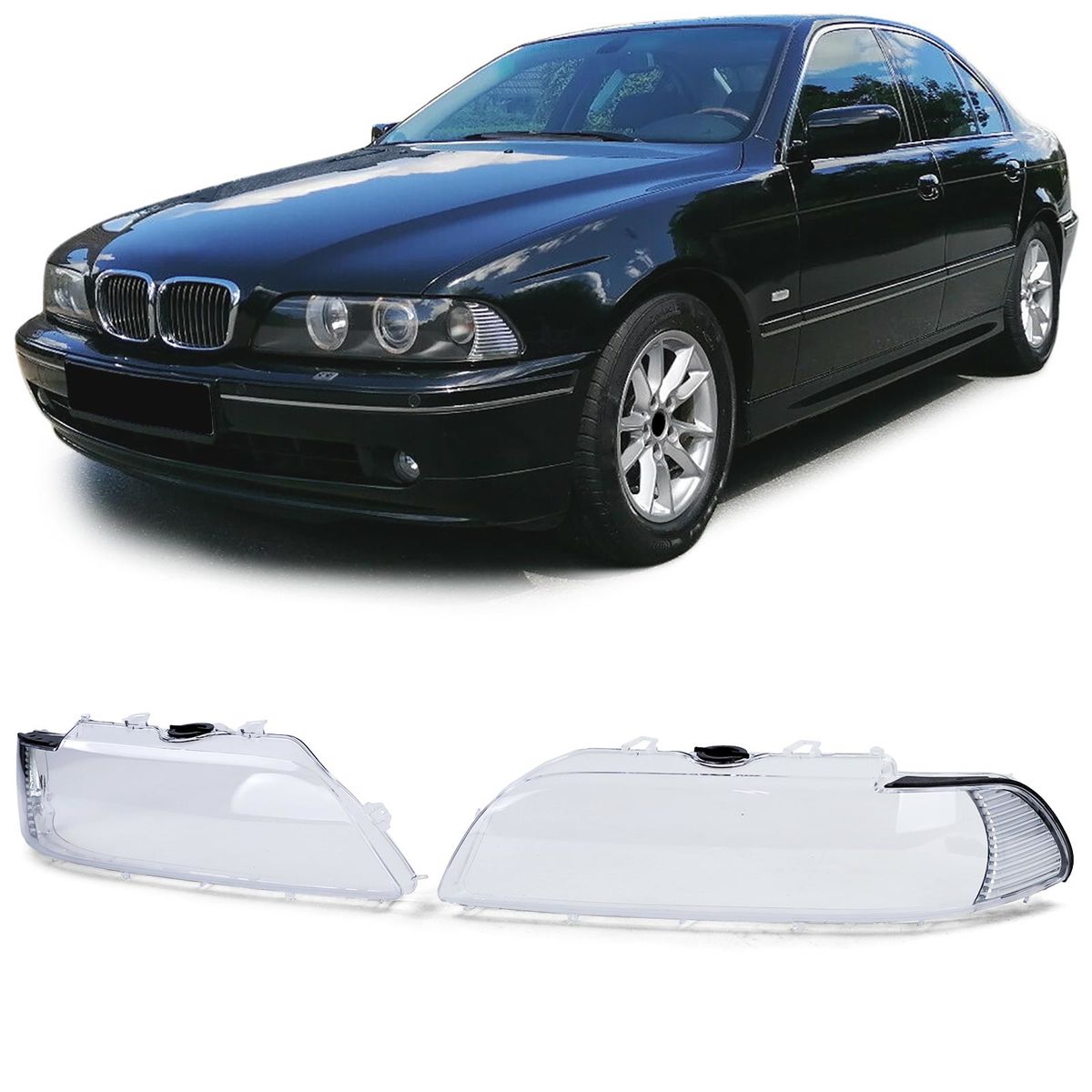 Headlight glasses/ Clear lenses Pair (2pcs) For BMW E39 0003 + M5 in