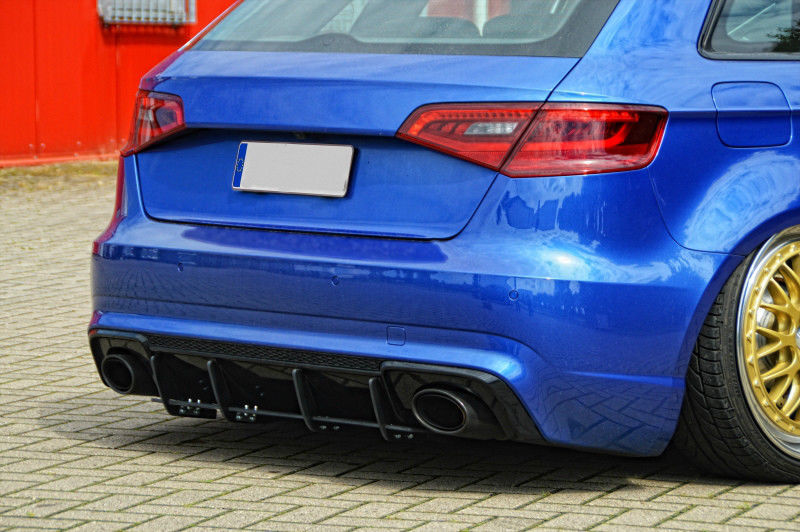 Performance Rear Bumper diffuser addon with ribs / fins For Audi RS3 8V